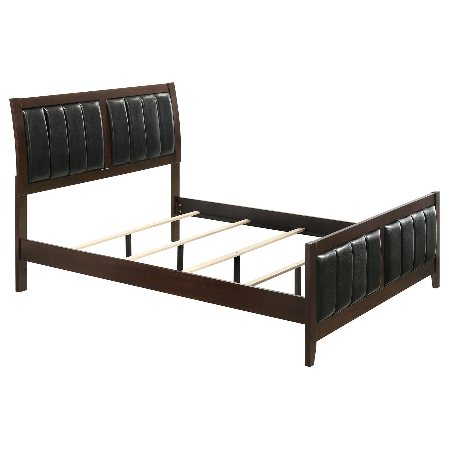 Queen Brown Wood Bed Frame - Modern Panel Design for Bedroom