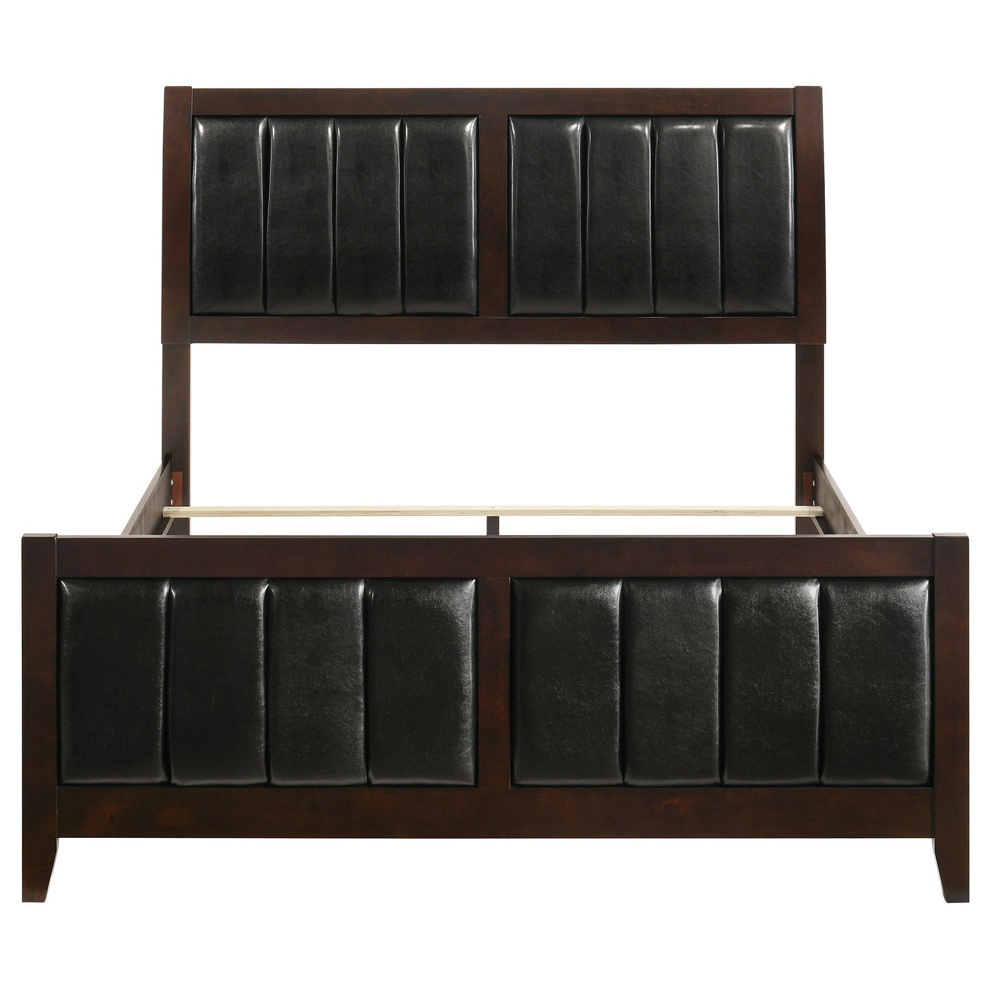 Queen Brown Wood Bed Frame - Modern Panel Design for Bedroom