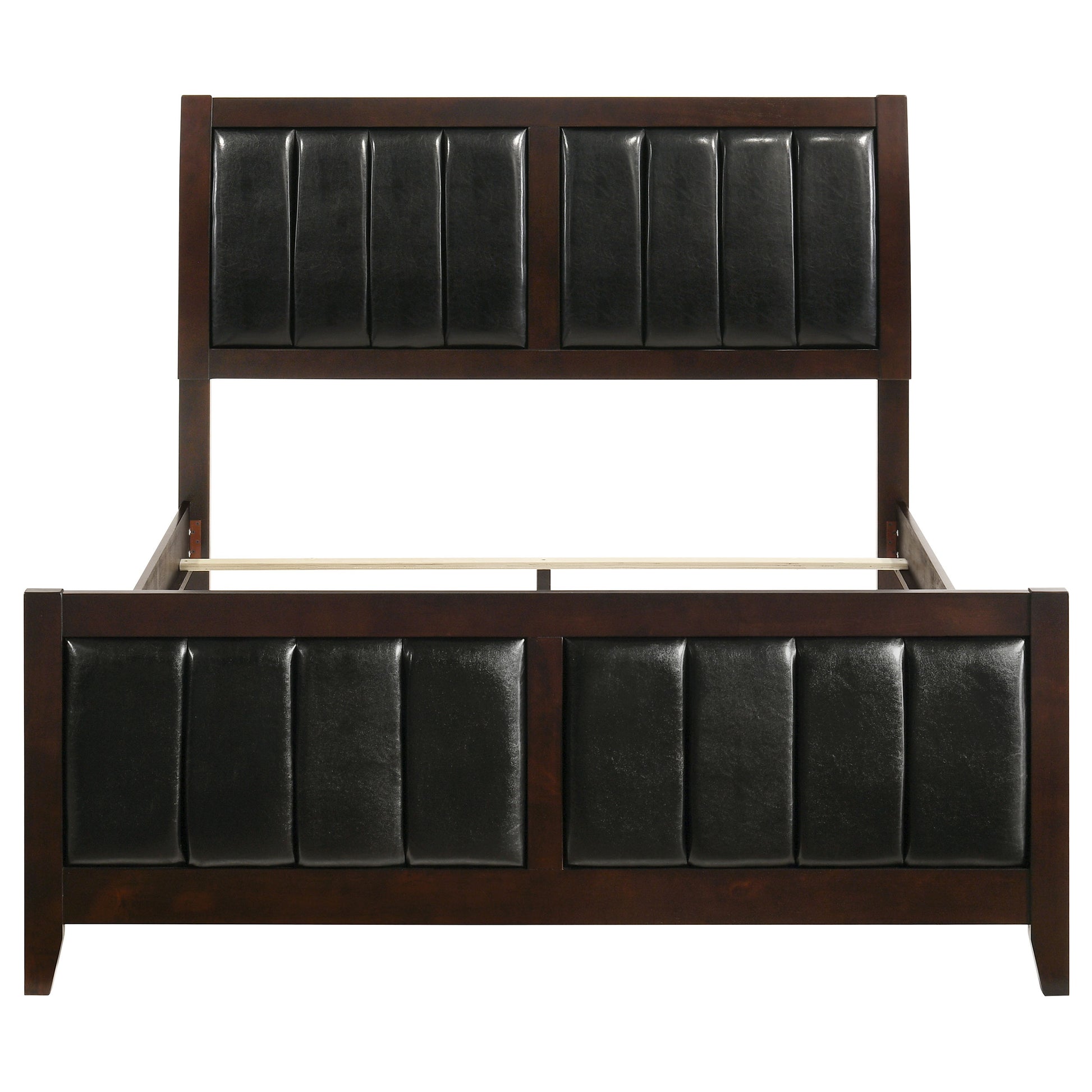 Queen Brown Wood Bed Frame - Modern Panel Design for Bedroom