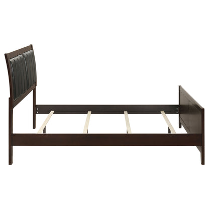 Queen Brown Wood Bed Frame - Modern Panel Design for Bedroom