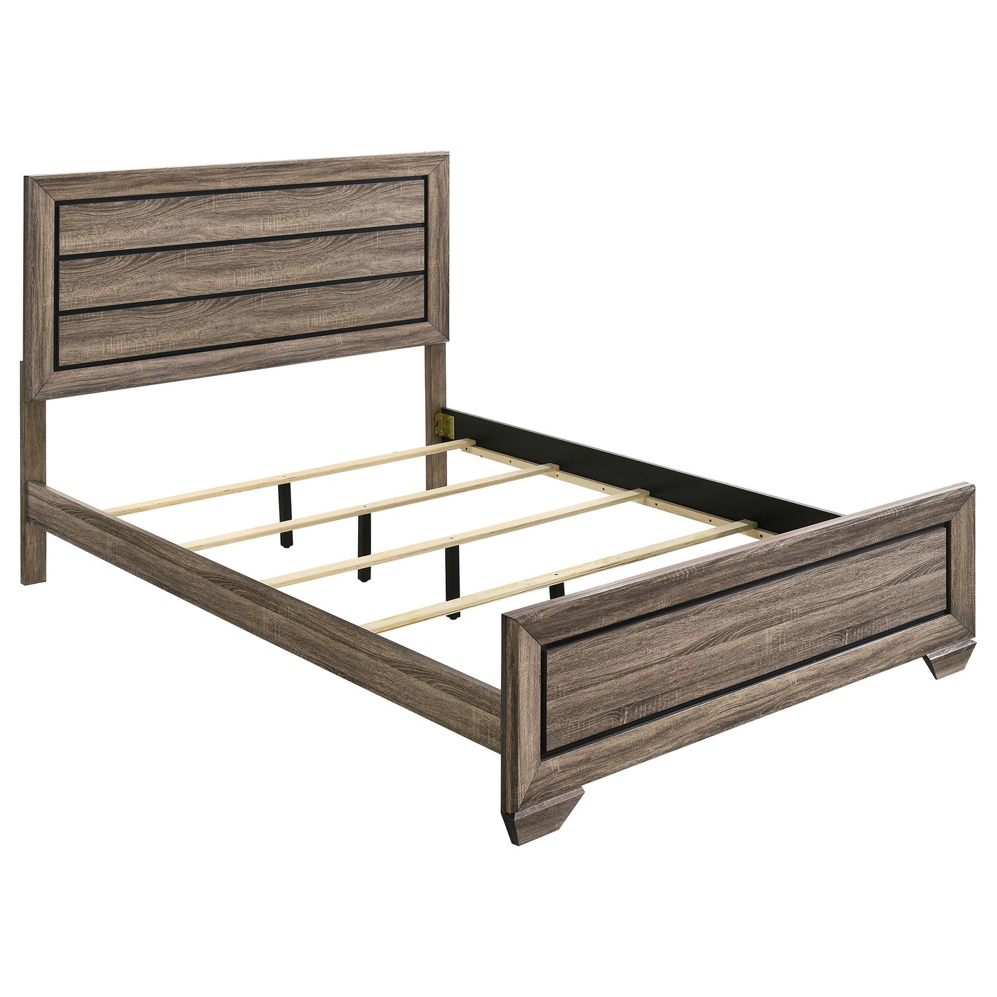 Washed Taupe Queen Panel Bed - Brown Wood Frame