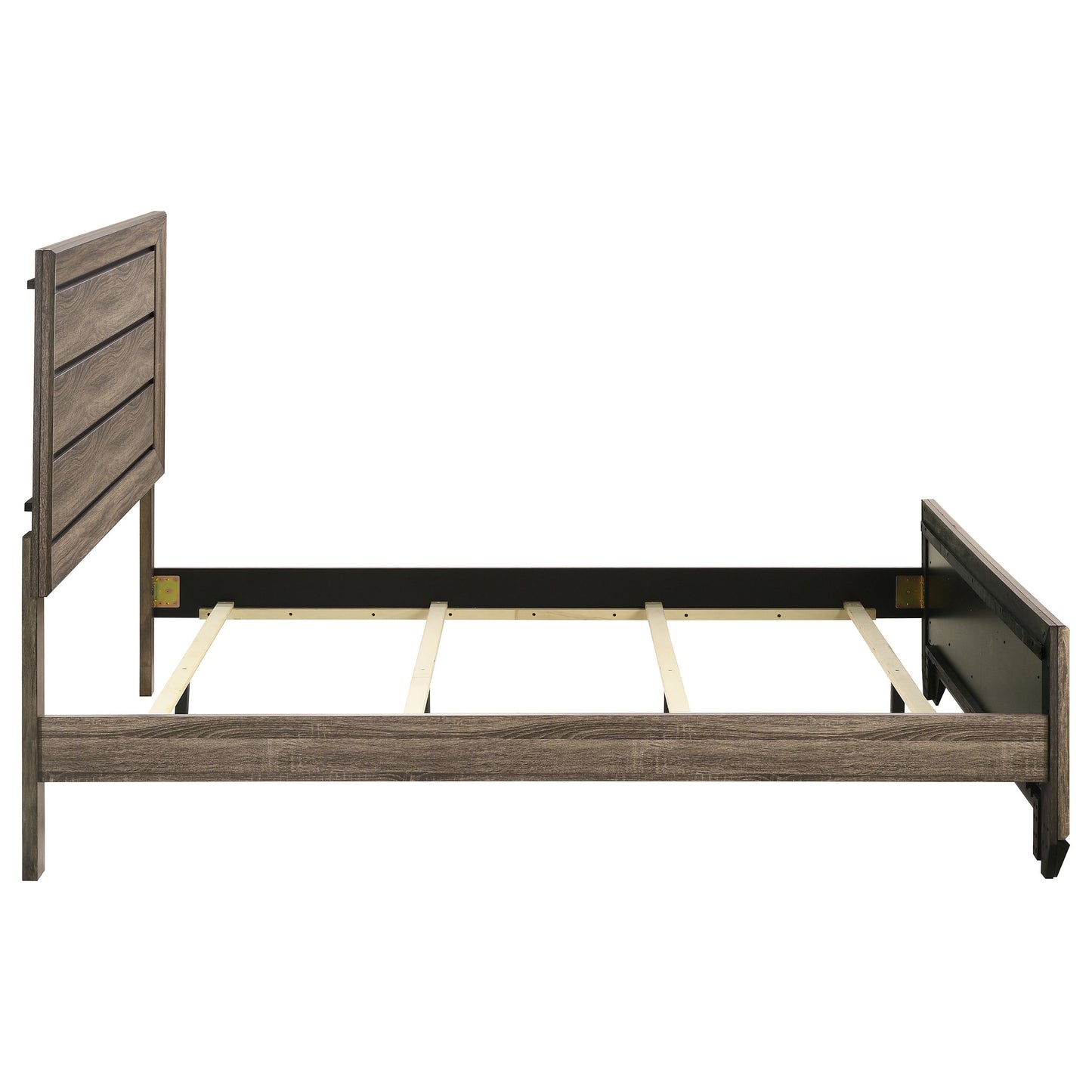Washed Taupe Queen Panel Bed - Brown Wood Frame