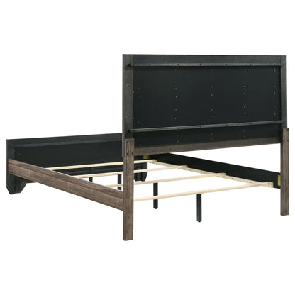 Washed Taupe Queen Panel Bed - Brown Wood Frame