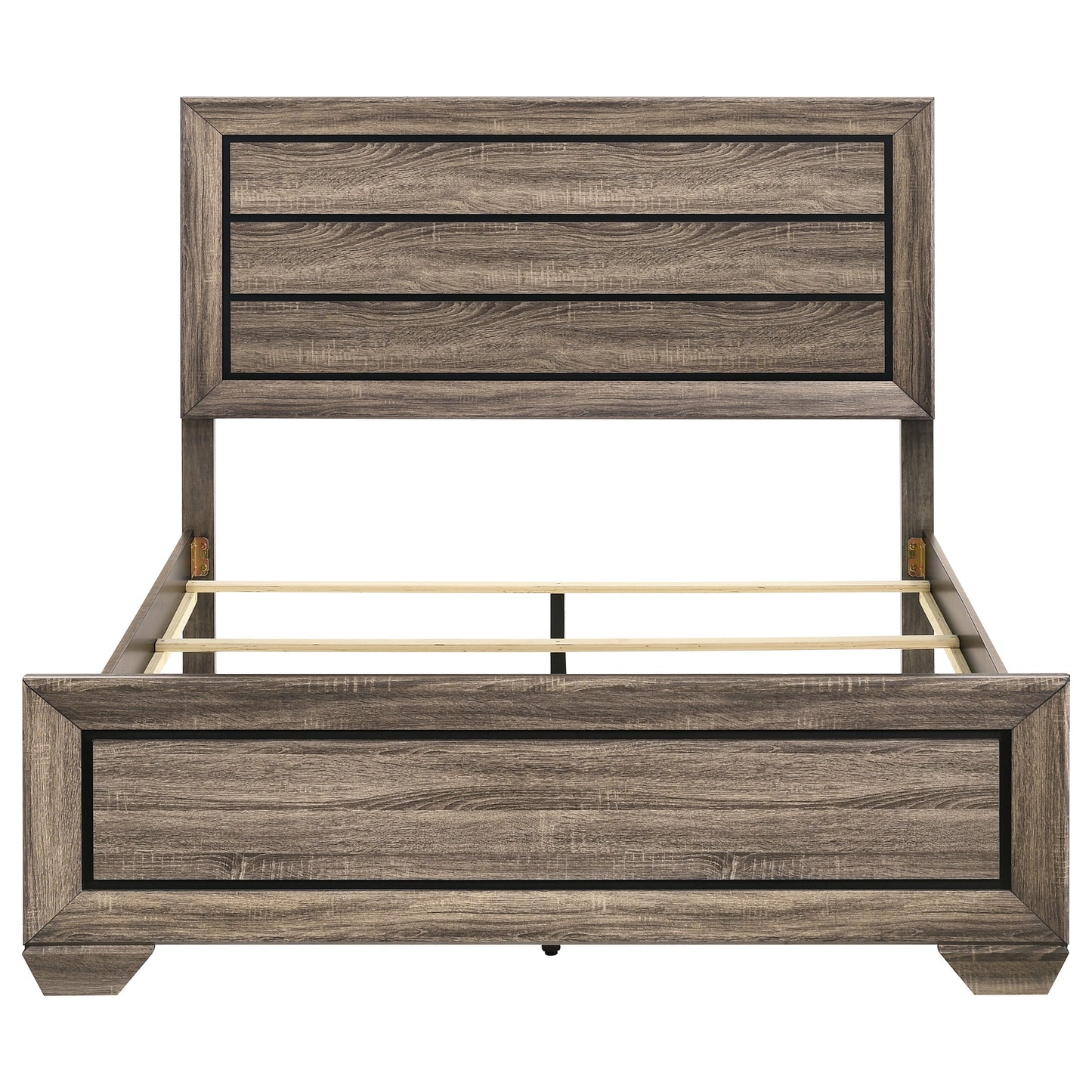 Washed Taupe Queen Panel Bed - Brown Wood Frame