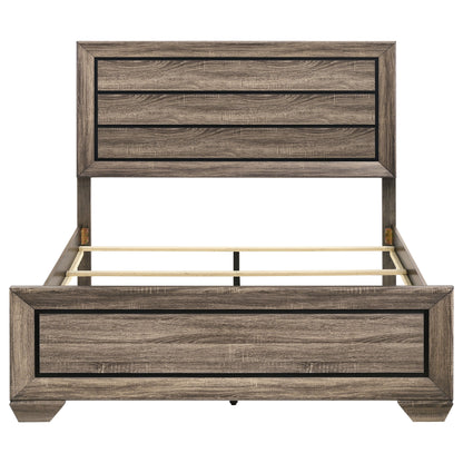 Washed Taupe Queen Panel Bed - Brown Wood Frame