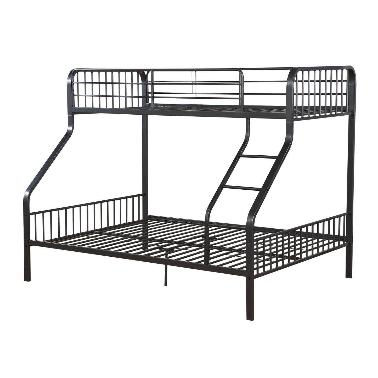 Gunmetal Twin XL/Queen Bunk Bed with Built-in Ladder