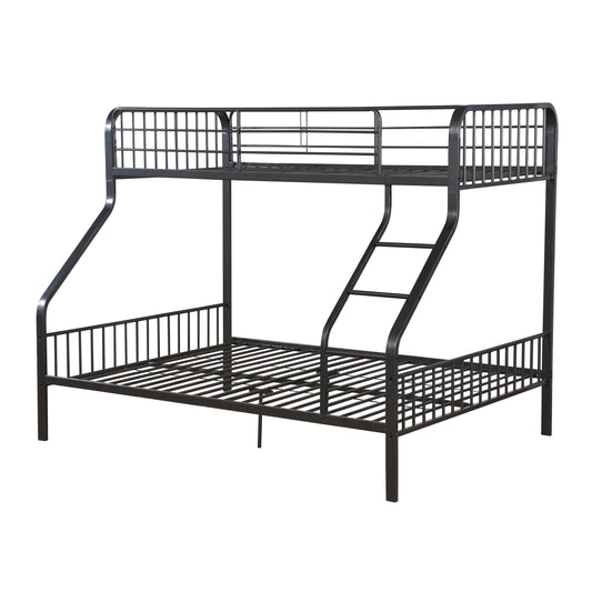 Gunmetal Twin XL/Queen Bunk Bed with Built-in Ladder