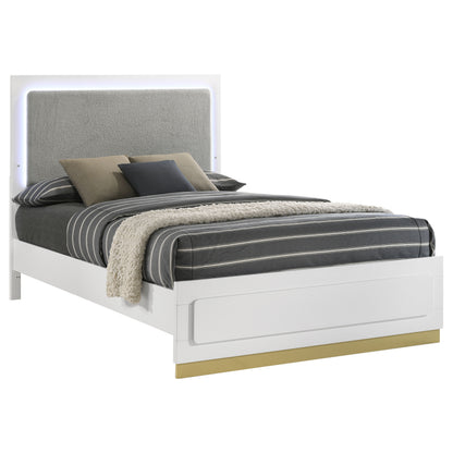 Sophia White Wood Queen LED Panel Bed - Modern Bedroom Frame