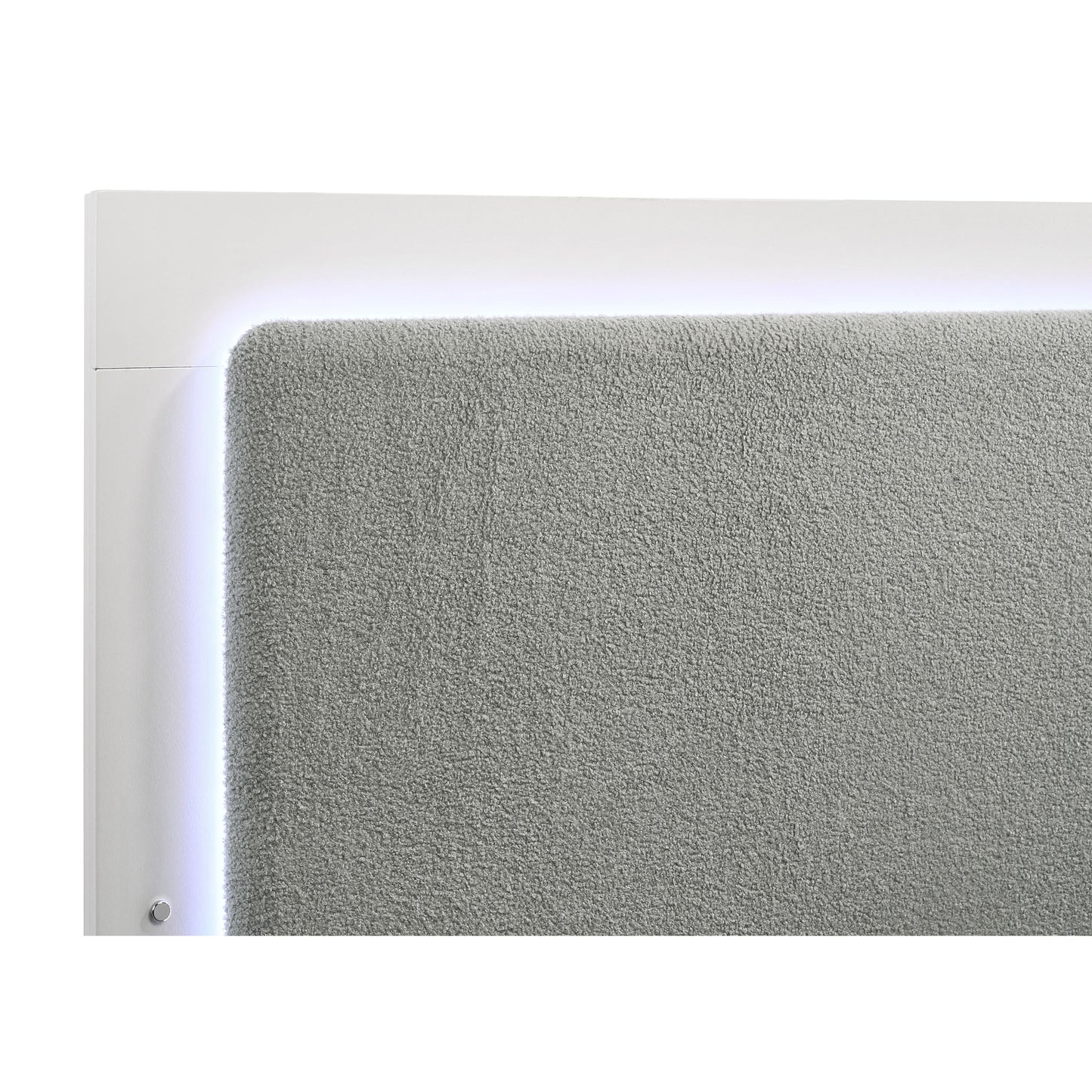 Sophia White Wood Queen LED Panel Bed - Modern Bedroom Frame