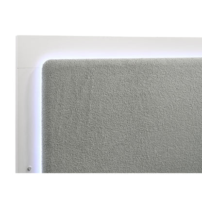 Sophia White Wood Queen LED Panel Bed - Modern Bedroom Frame