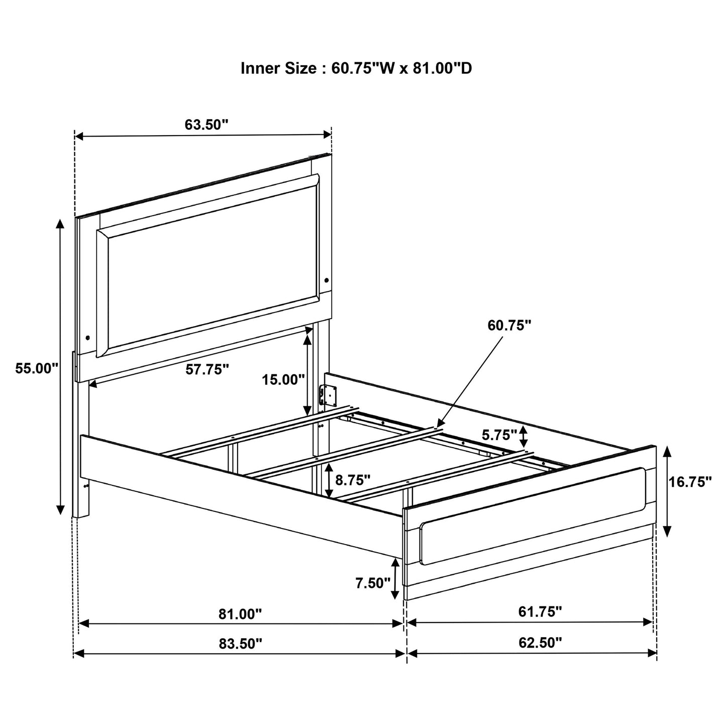Sophia White Wood Queen LED Panel Bed - Modern Bedroom Frame