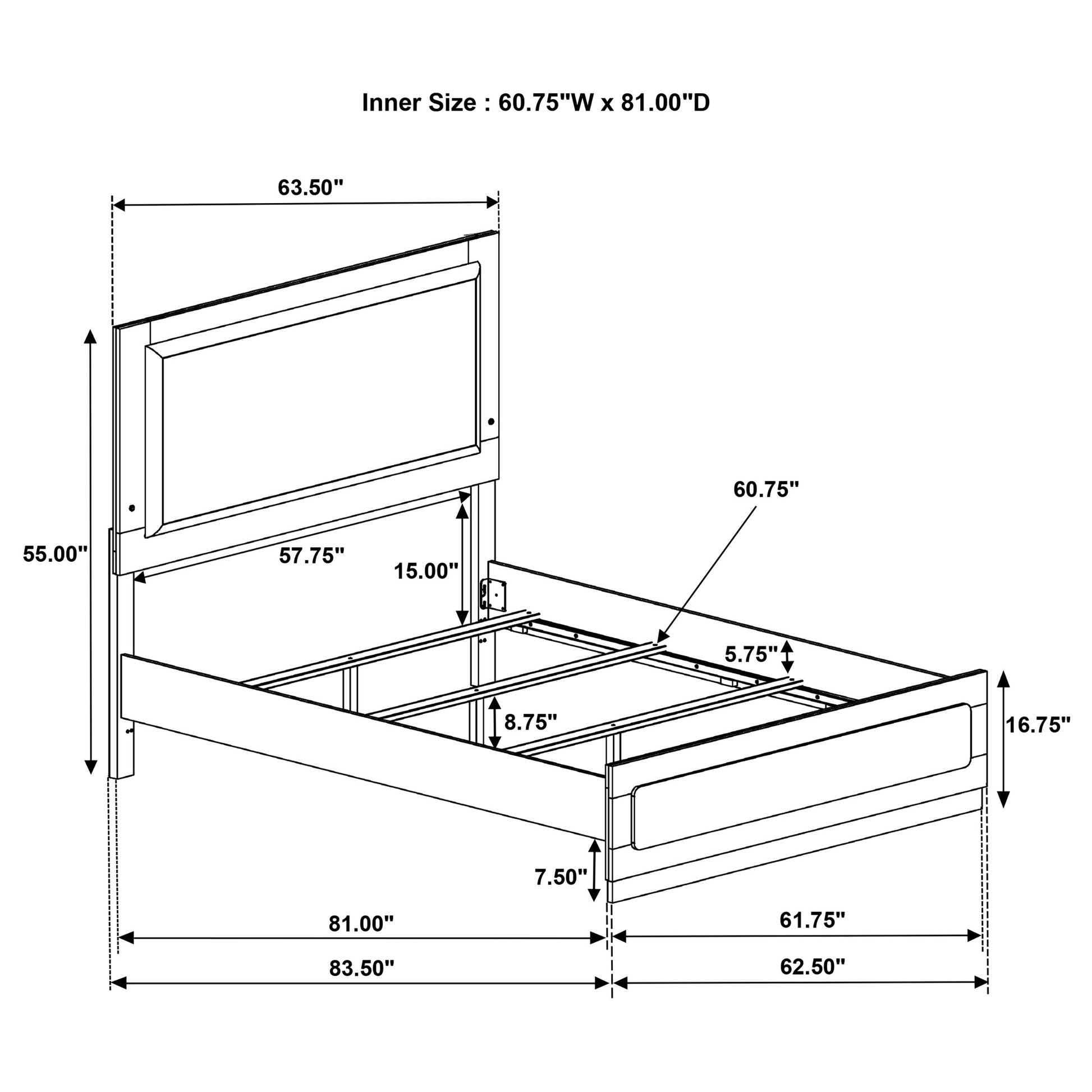 Sophia White Wood Queen LED Panel Bed - Modern Bedroom Frame