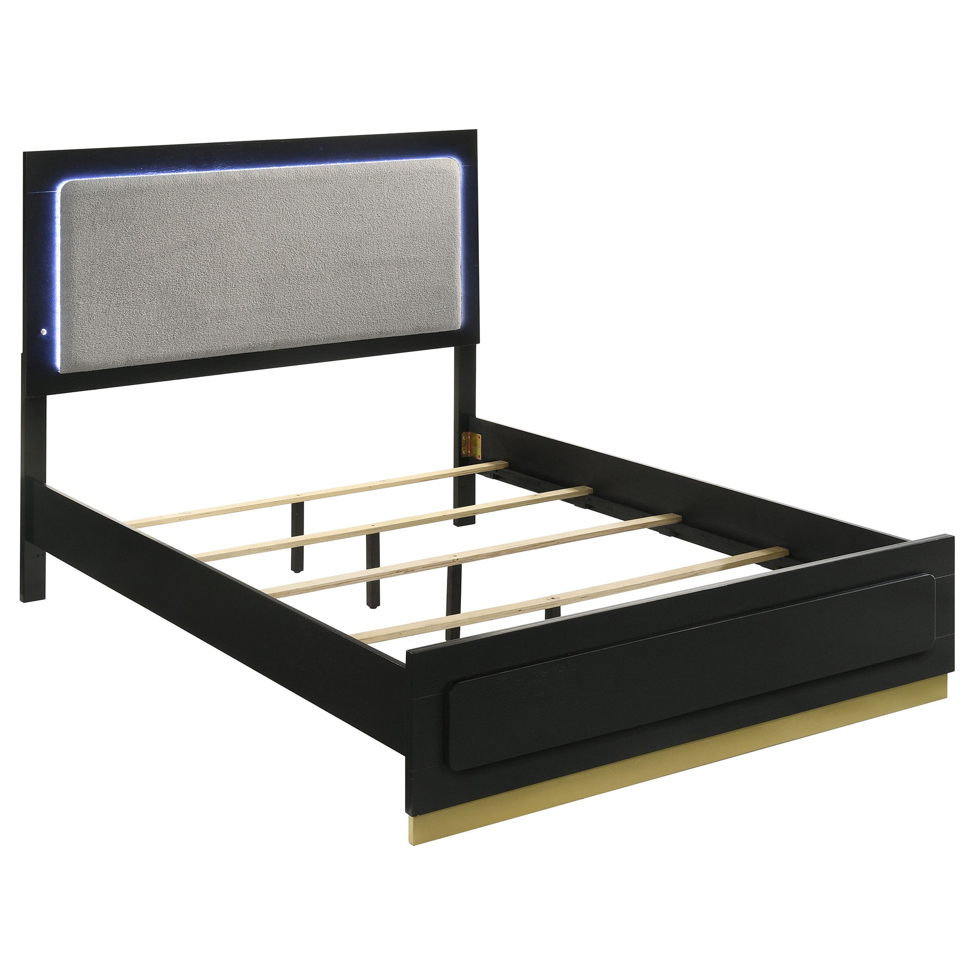Sophia Black Wood Queen LED Panel Bed - Modern Bedroom Style