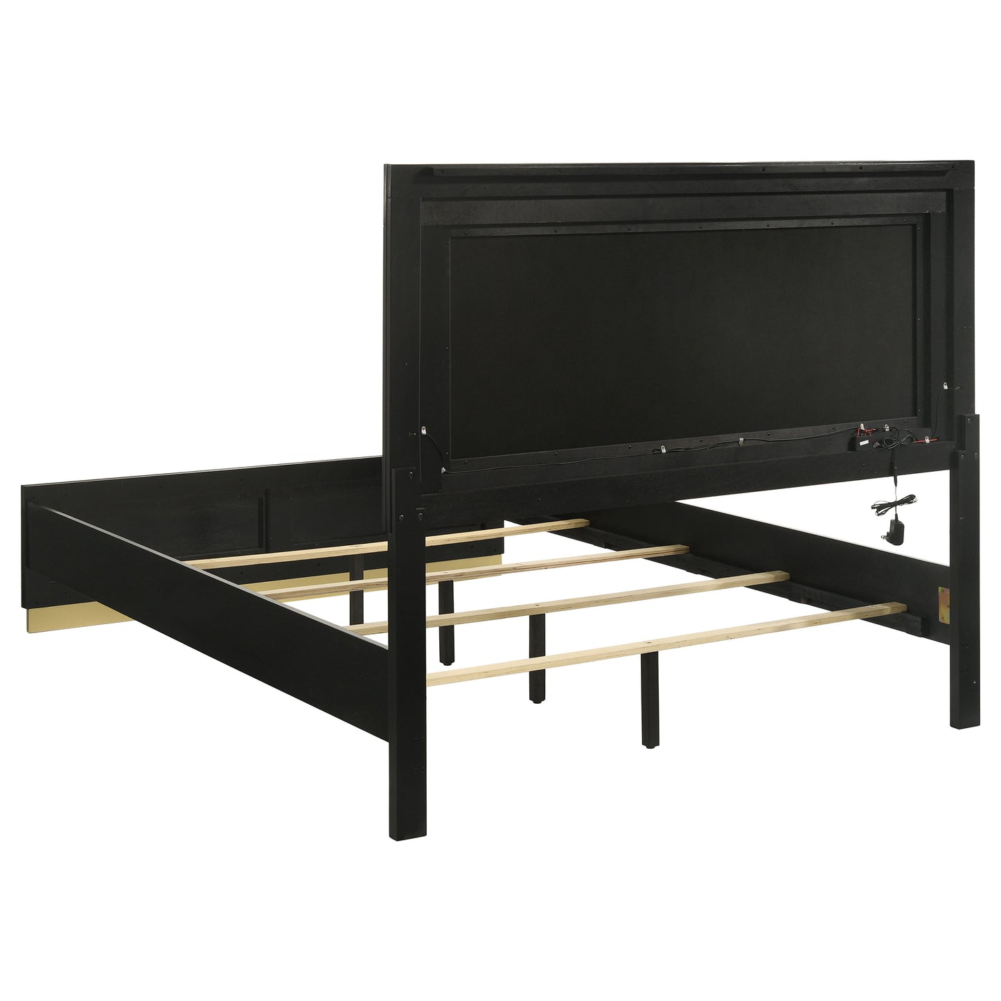 Sophia Black Wood Queen LED Panel Bed - Modern Bedroom Style