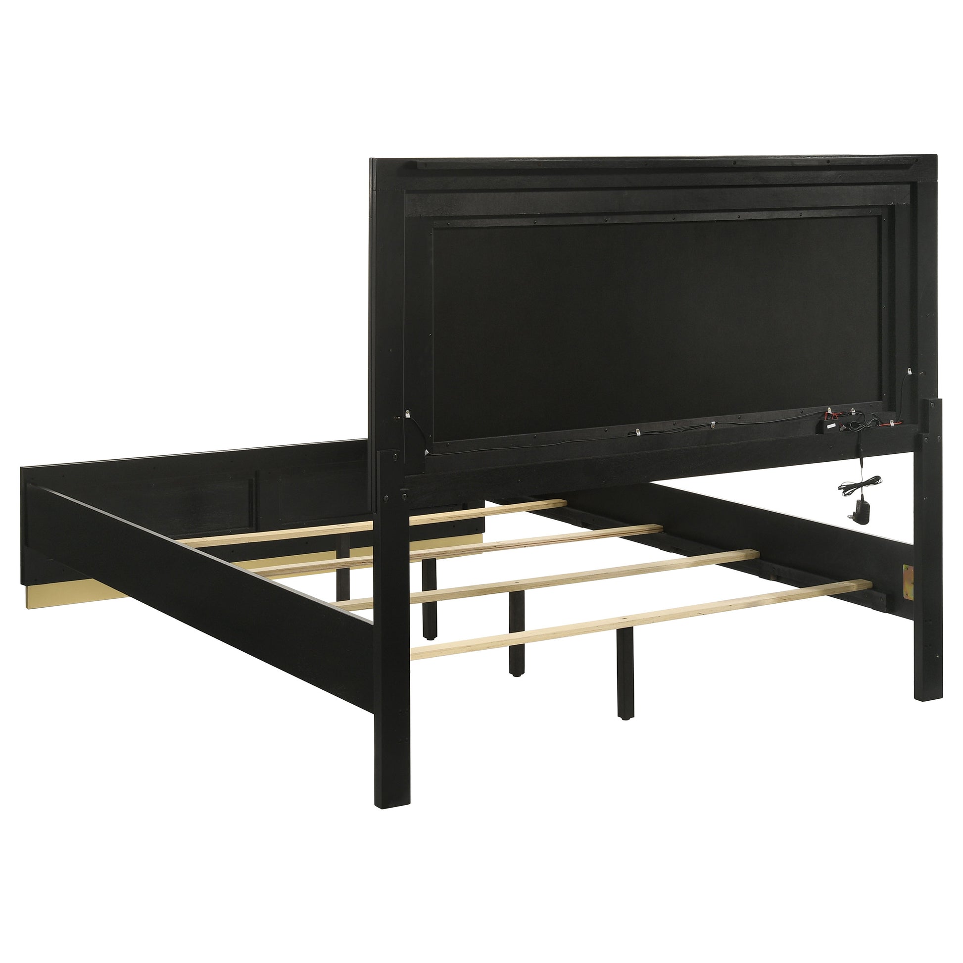 Sophia Black Wood Queen LED Panel Bed - Modern Bedroom Style