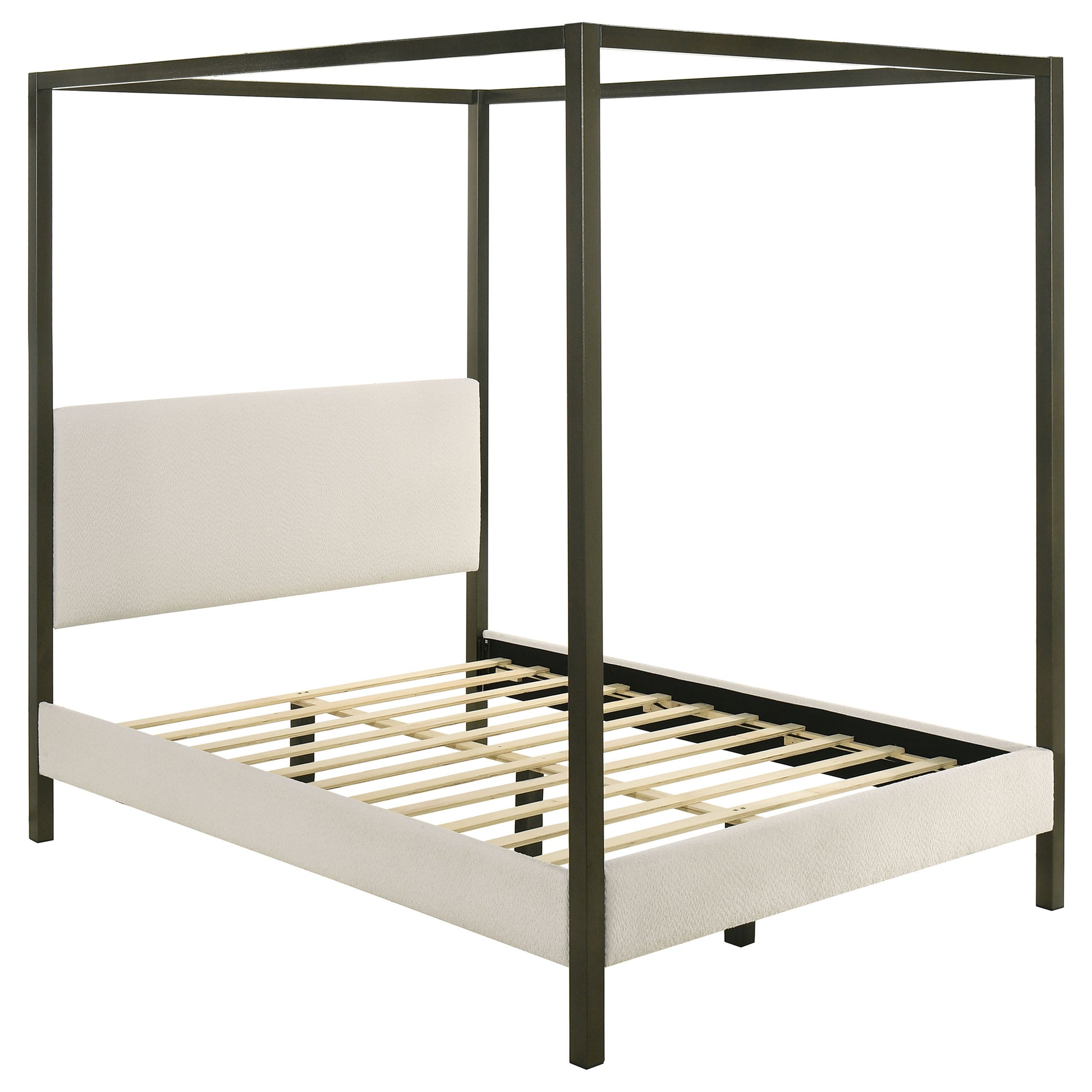 Queen Vanilla White Wood Canopy Bed Frame