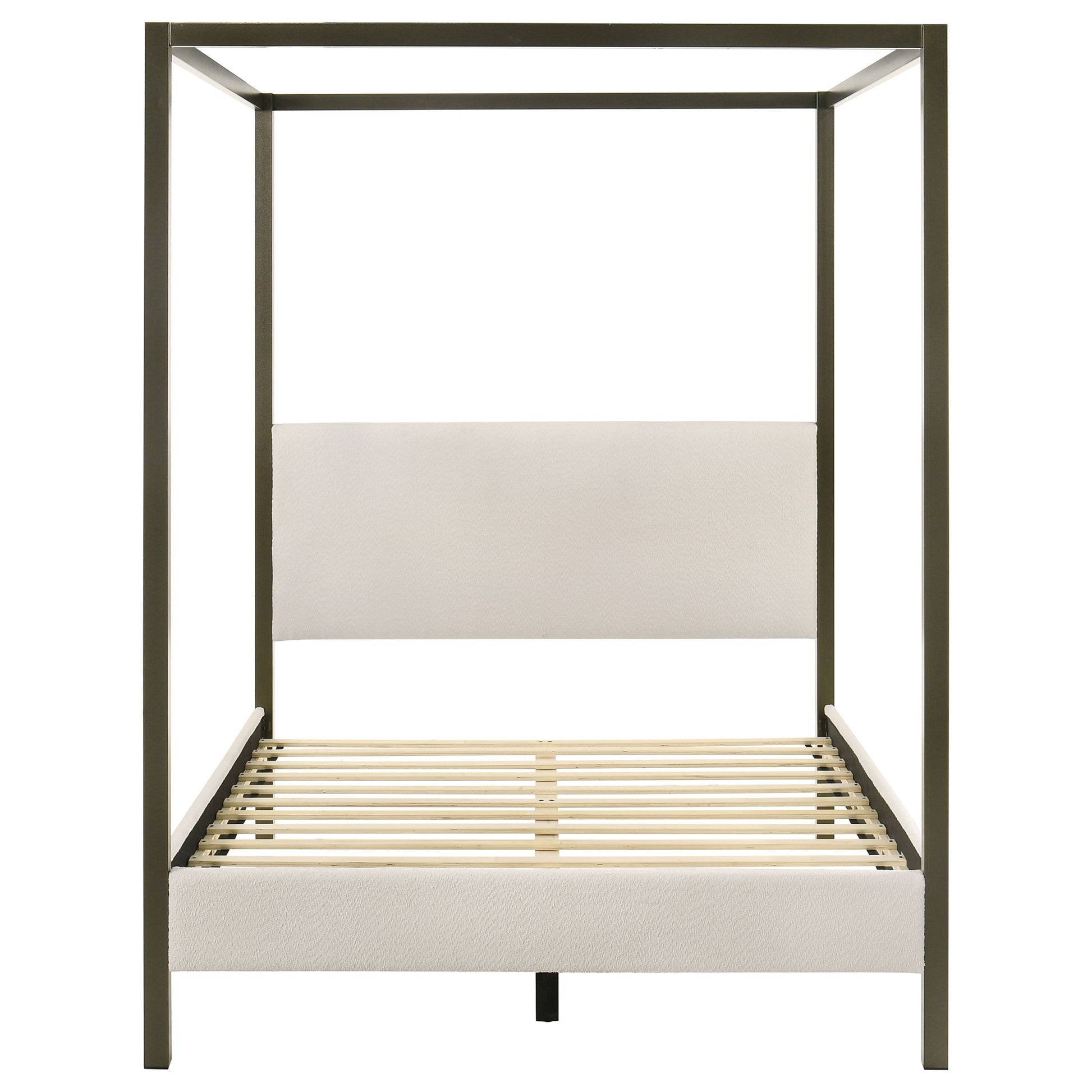 Queen Vanilla White Wood Canopy Bed Frame