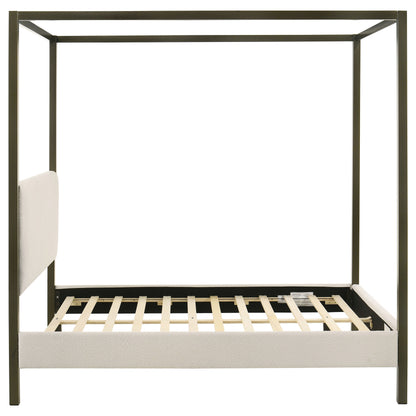 Queen Vanilla White Wood Canopy Bed Frame