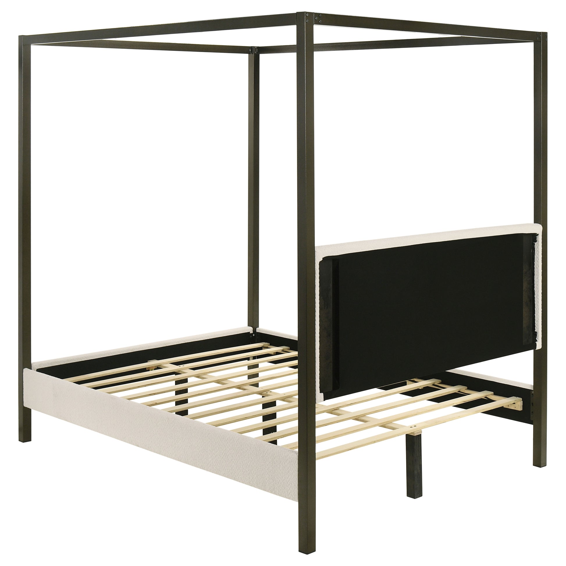 Queen Vanilla White Wood Canopy Bed Frame