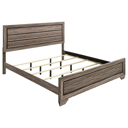 Taupe Solid Wood King Panel Bed Frame with Slat Design for Bedroom