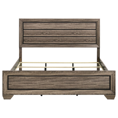 Taupe Solid Wood King Panel Bed Frame with Slat Design for Bedroom