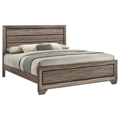 Taupe Solid Wood King Panel Bed Frame with Slat Design for Bedroom