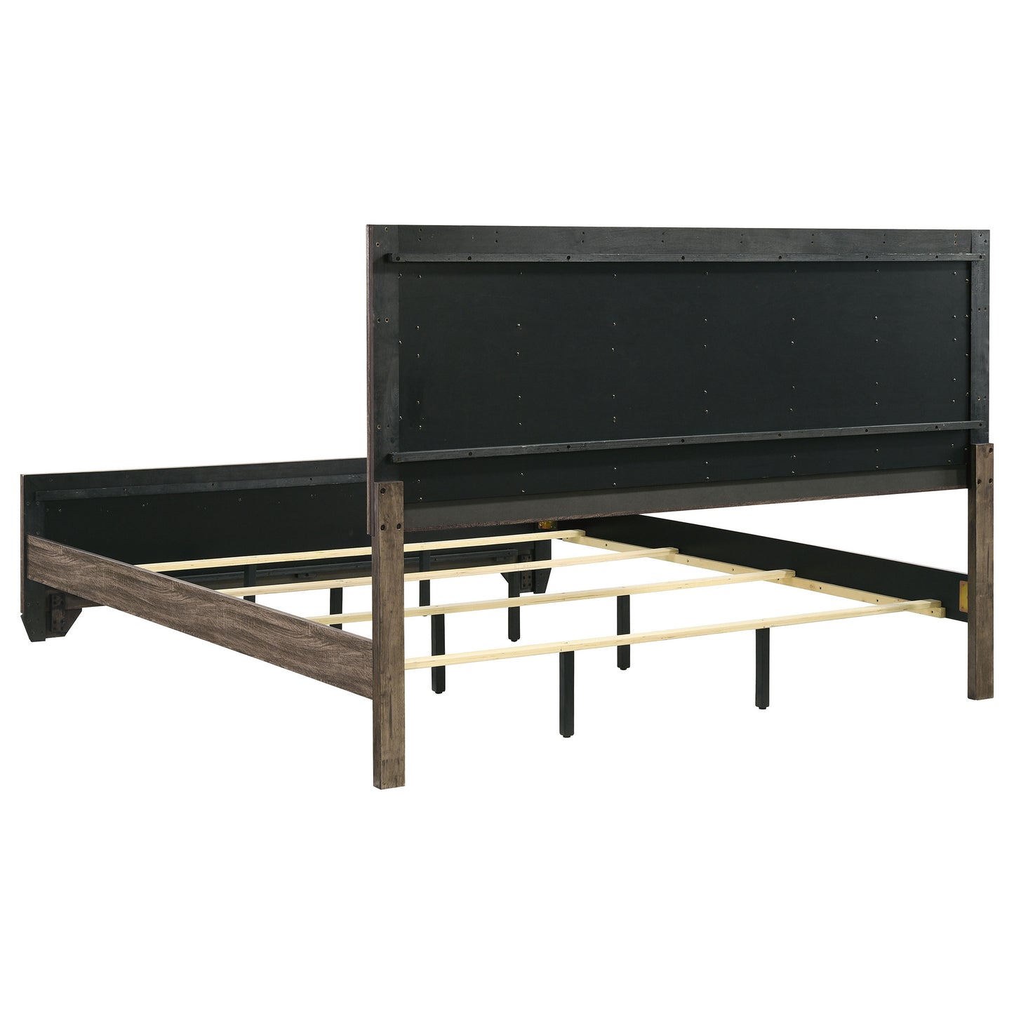 Taupe Solid Wood King Panel Bed Frame with Slat Design for Bedroom