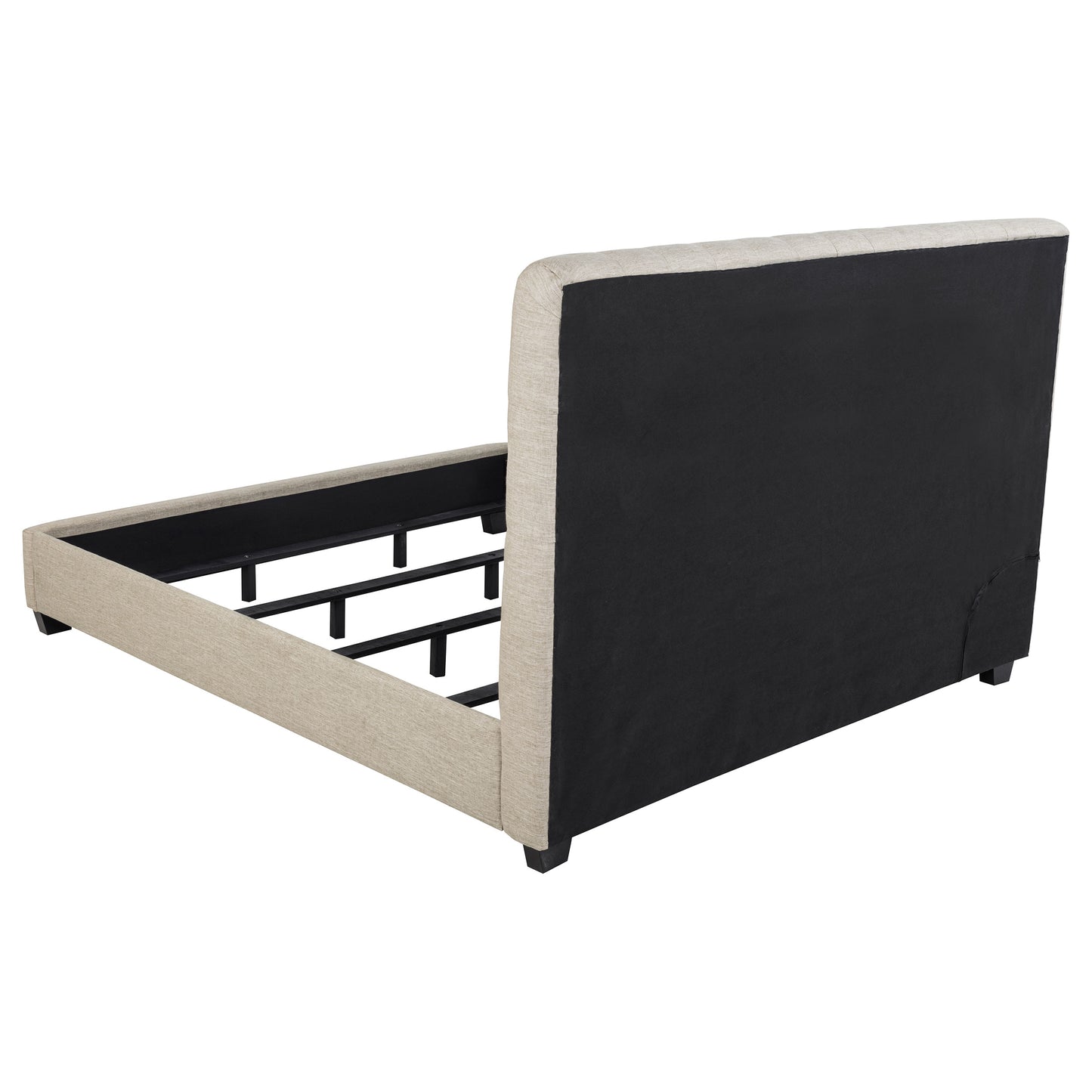 Oatmeal Upholstered King Panel Bed - Box Spring Not Needed