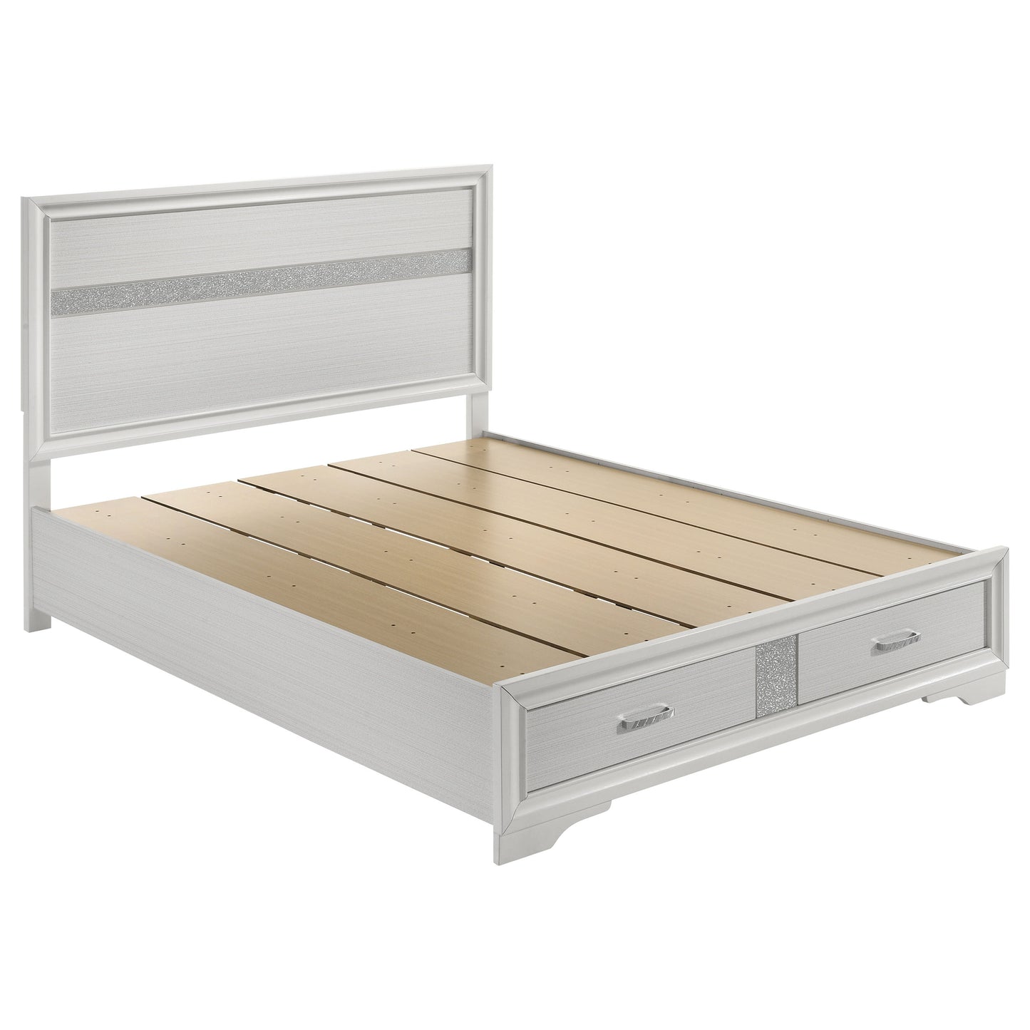 Queen White Wood Storage Bed Frame for Bedrooms