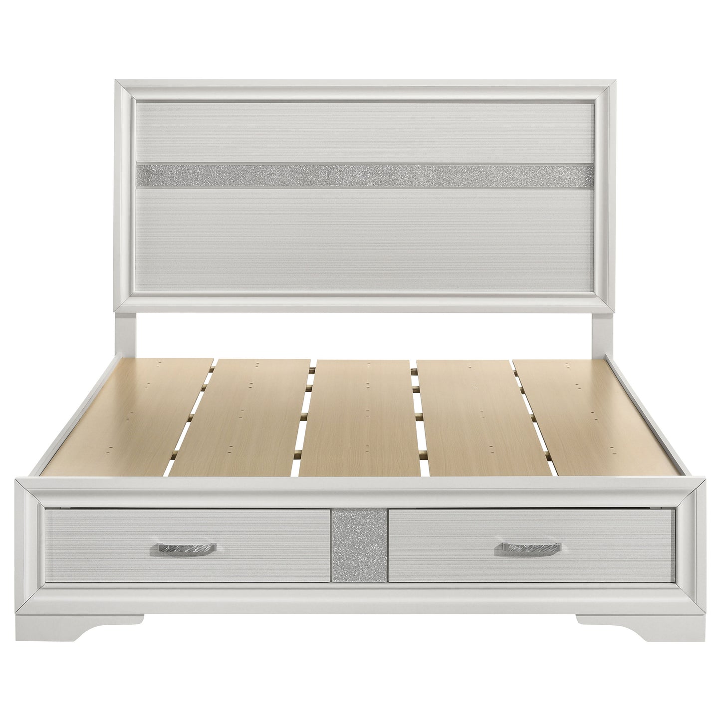 Queen White Wood Storage Bed Frame for Bedrooms