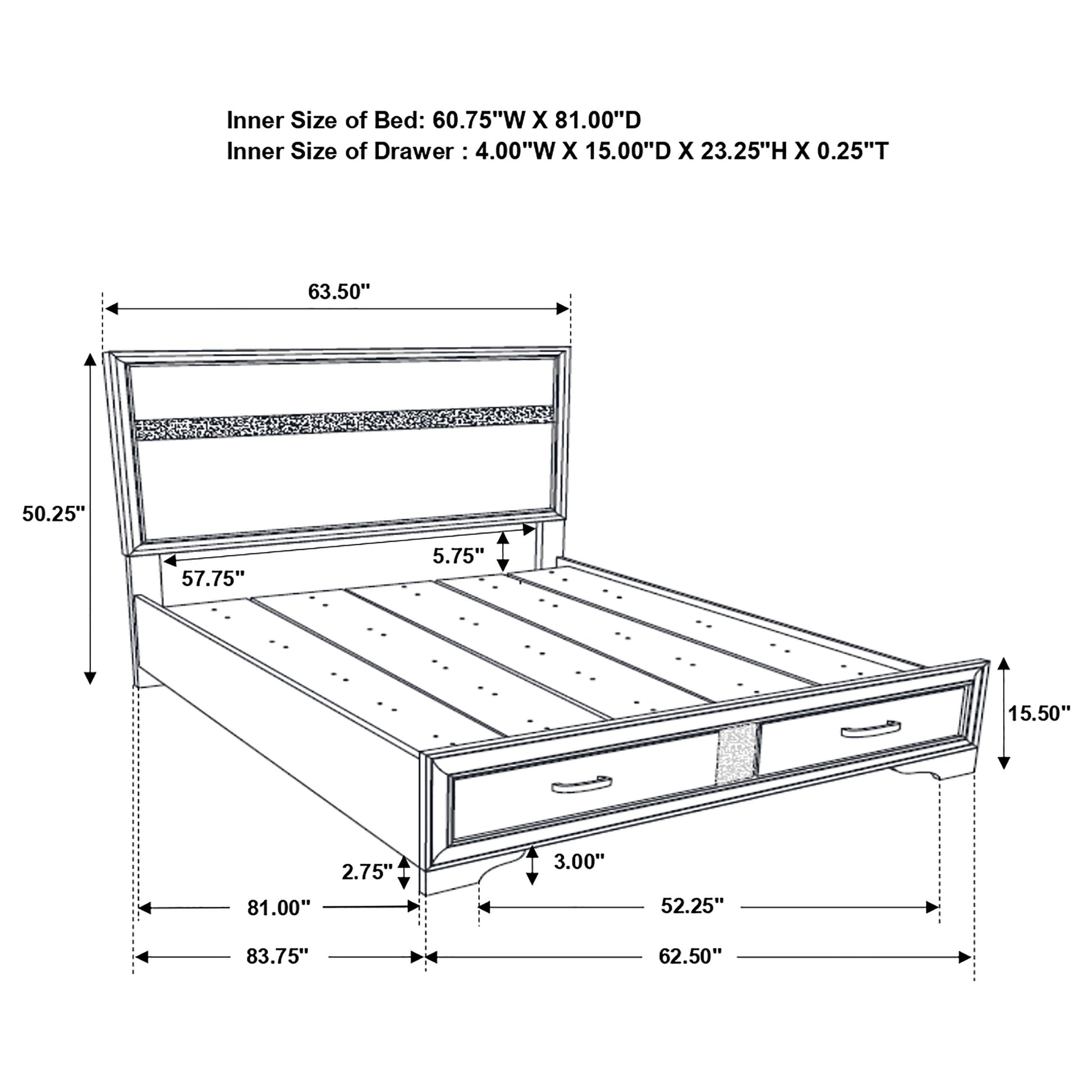 Queen White Wood Storage Bed Frame for Bedrooms