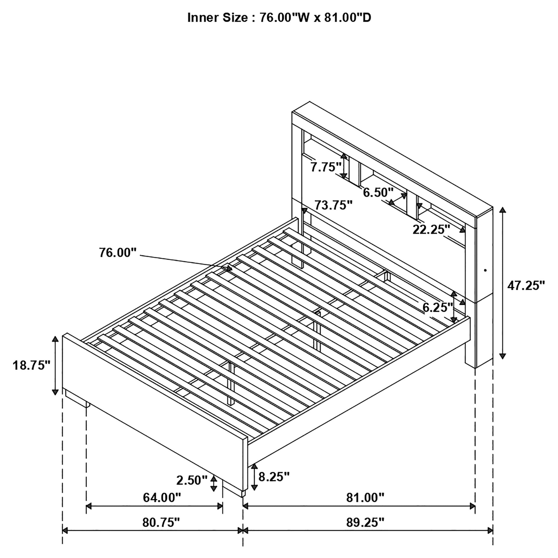 Cappuccino Storage Bookcase Bed - King Size