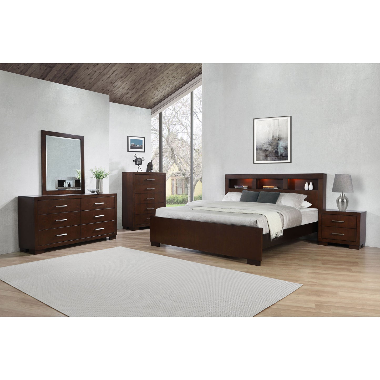 Cappuccino Storage Bookcase Bed - King Size