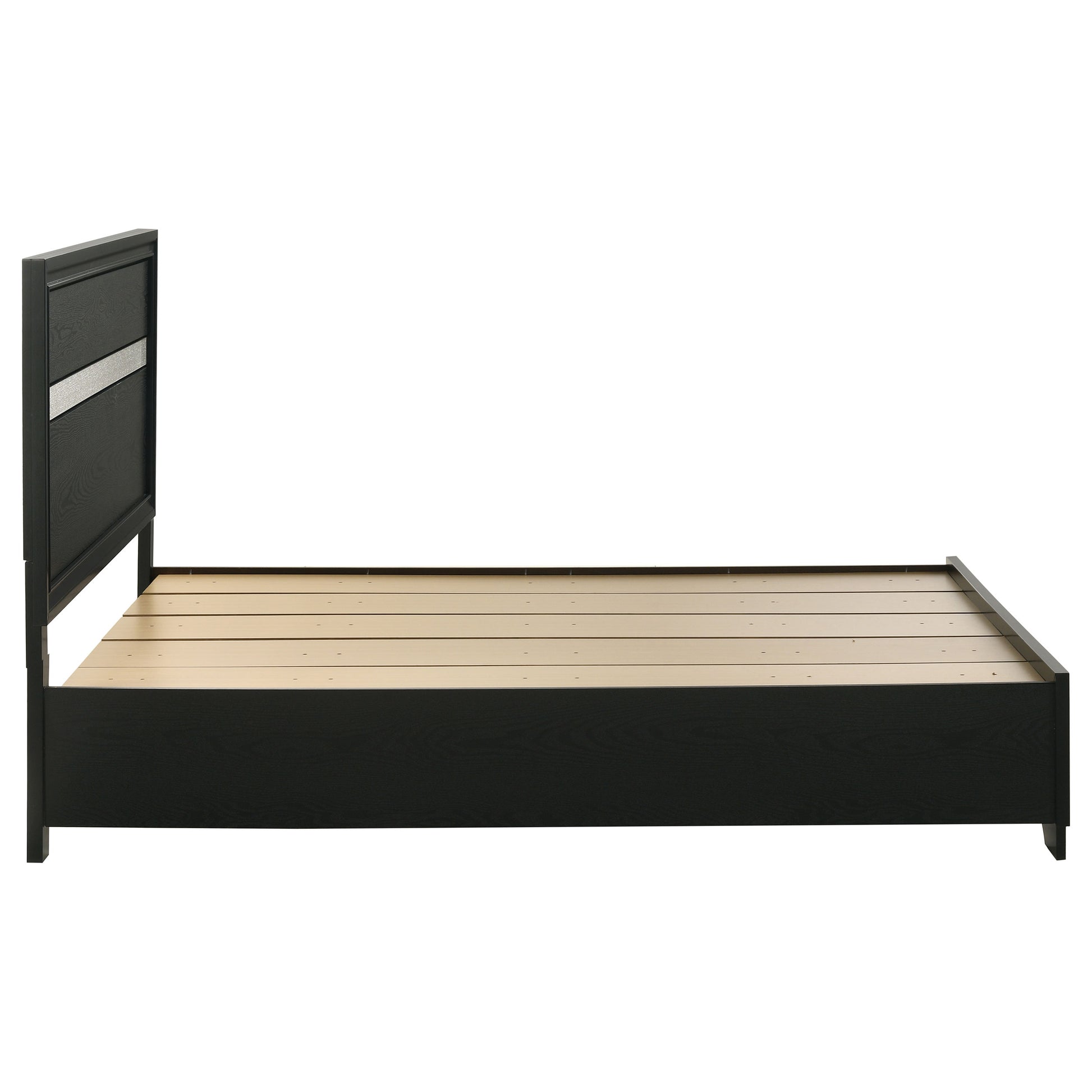 Black Solid Wood Queen Panel Bed with Integrated Storage Drawers for Bedroom