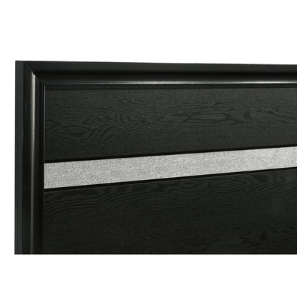 Black Solid Wood Queen Panel Bed with Integrated Storage Drawers for Bedroom