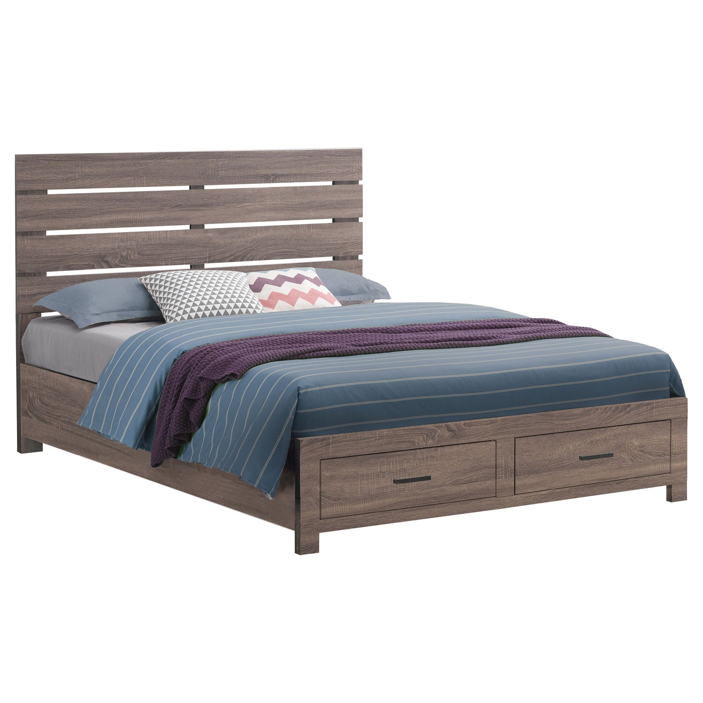 King Size Oak Barrel Panel Bed Frame