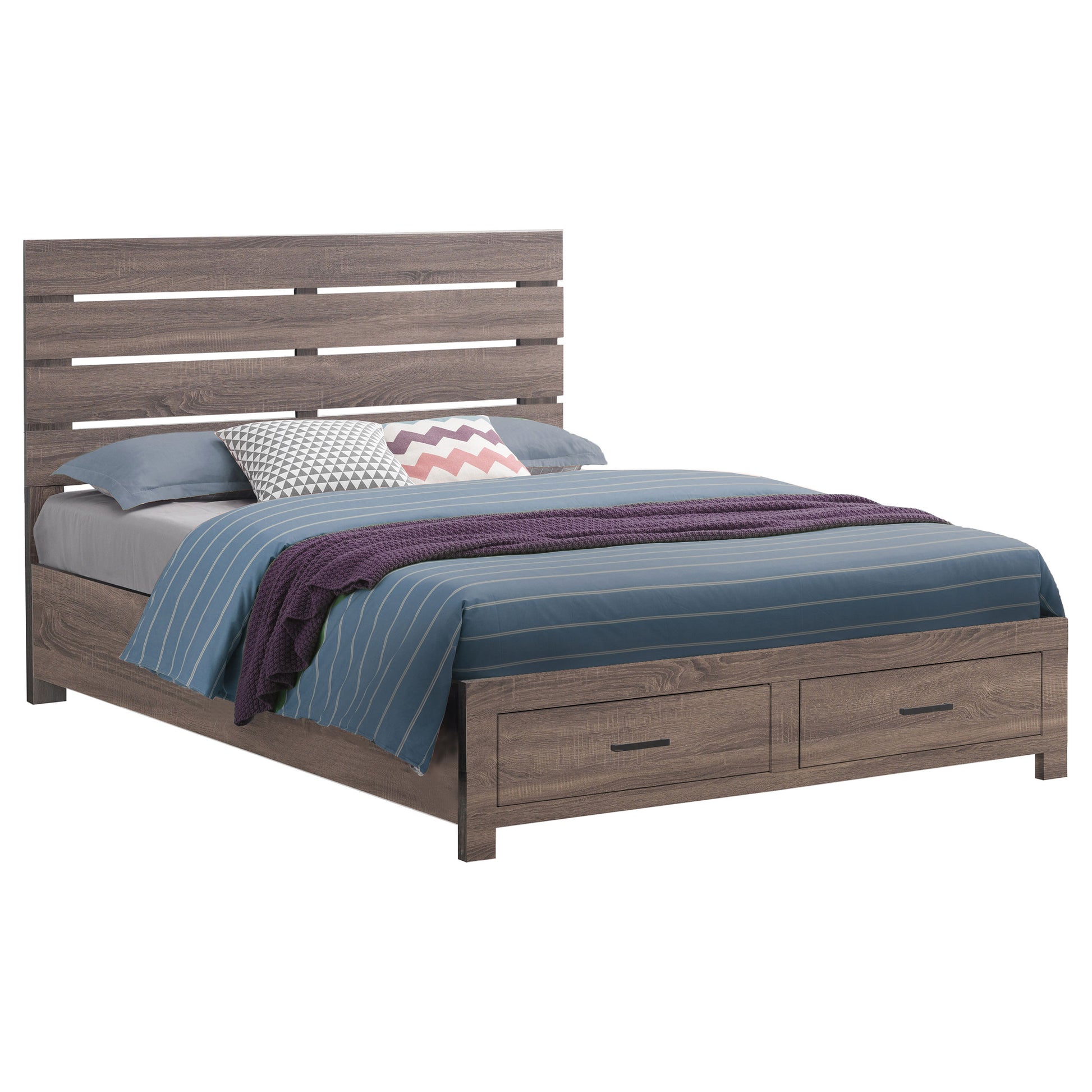 King Size Oak Barrel Panel Bed Frame