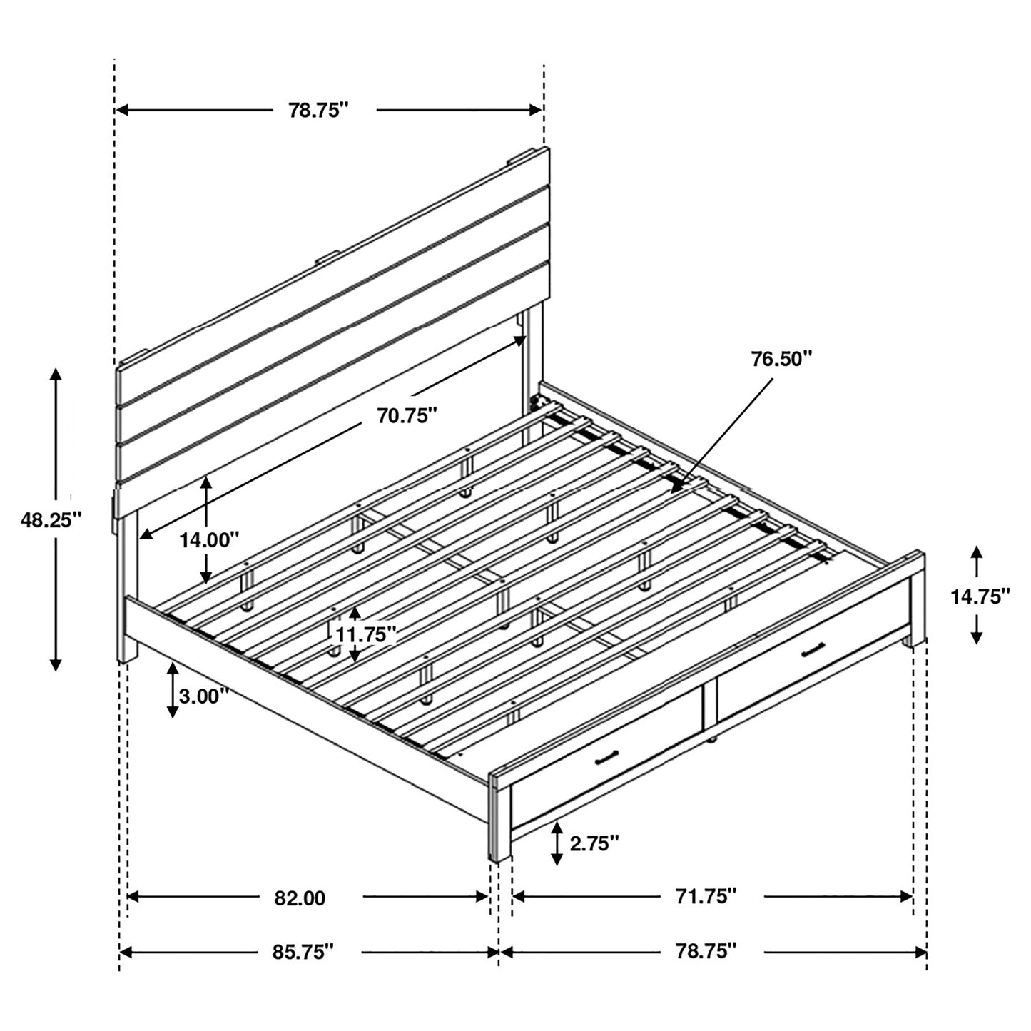 King Size Oak Barrel Panel Bed Frame