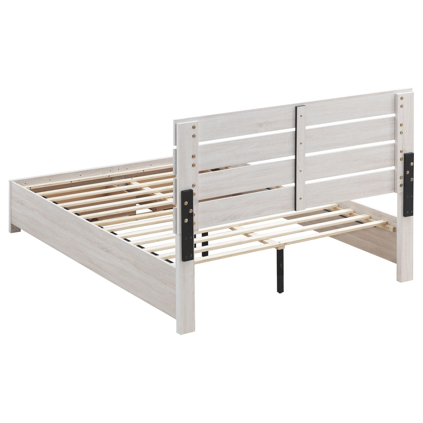 Coastal White Queen Storage Panel Bed - No Box Spring Needed