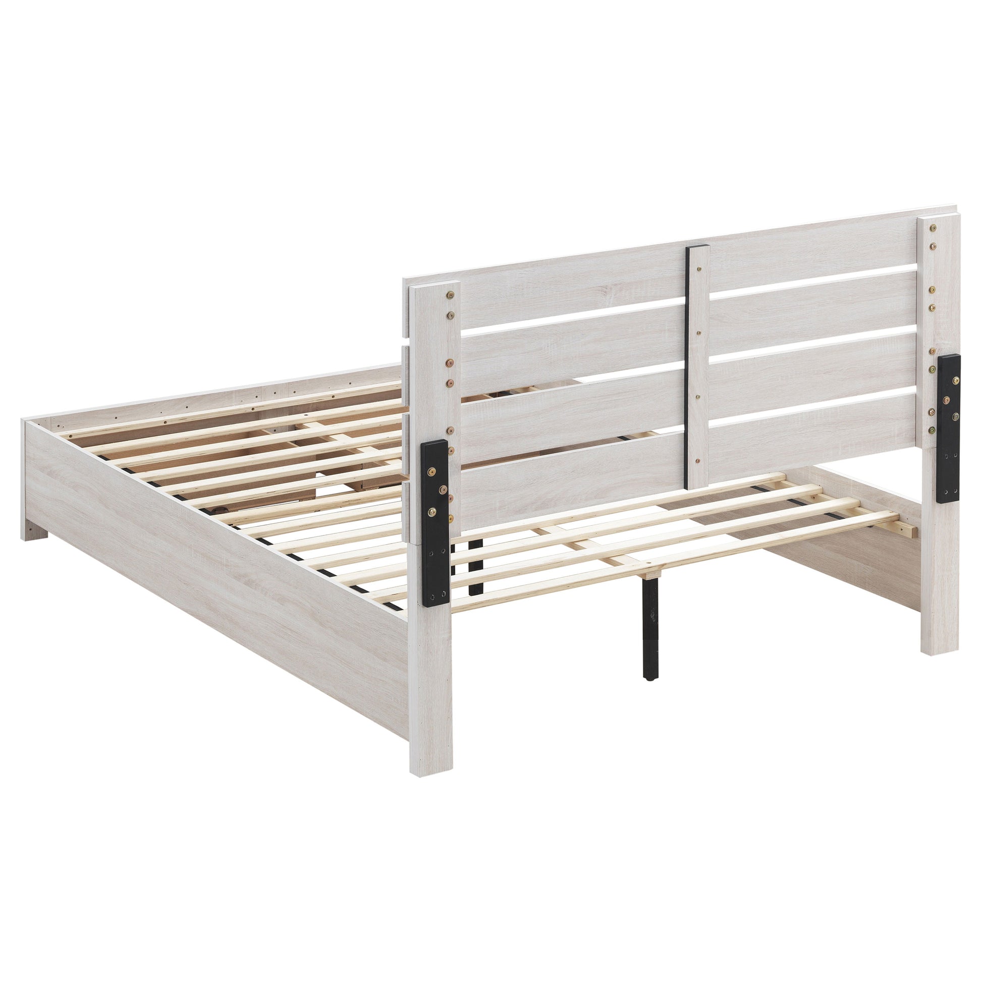 Coastal White Queen Storage Panel Bed - No Box Spring Needed
