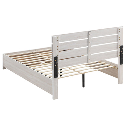 Coastal White Queen Storage Panel Bed - No Box Spring Needed