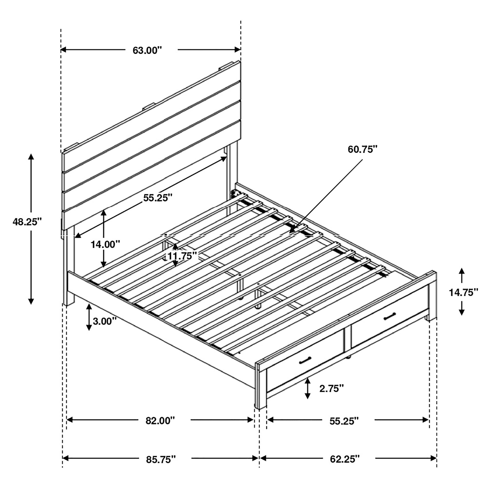 Coastal White Queen Storage Panel Bed - No Box Spring Needed