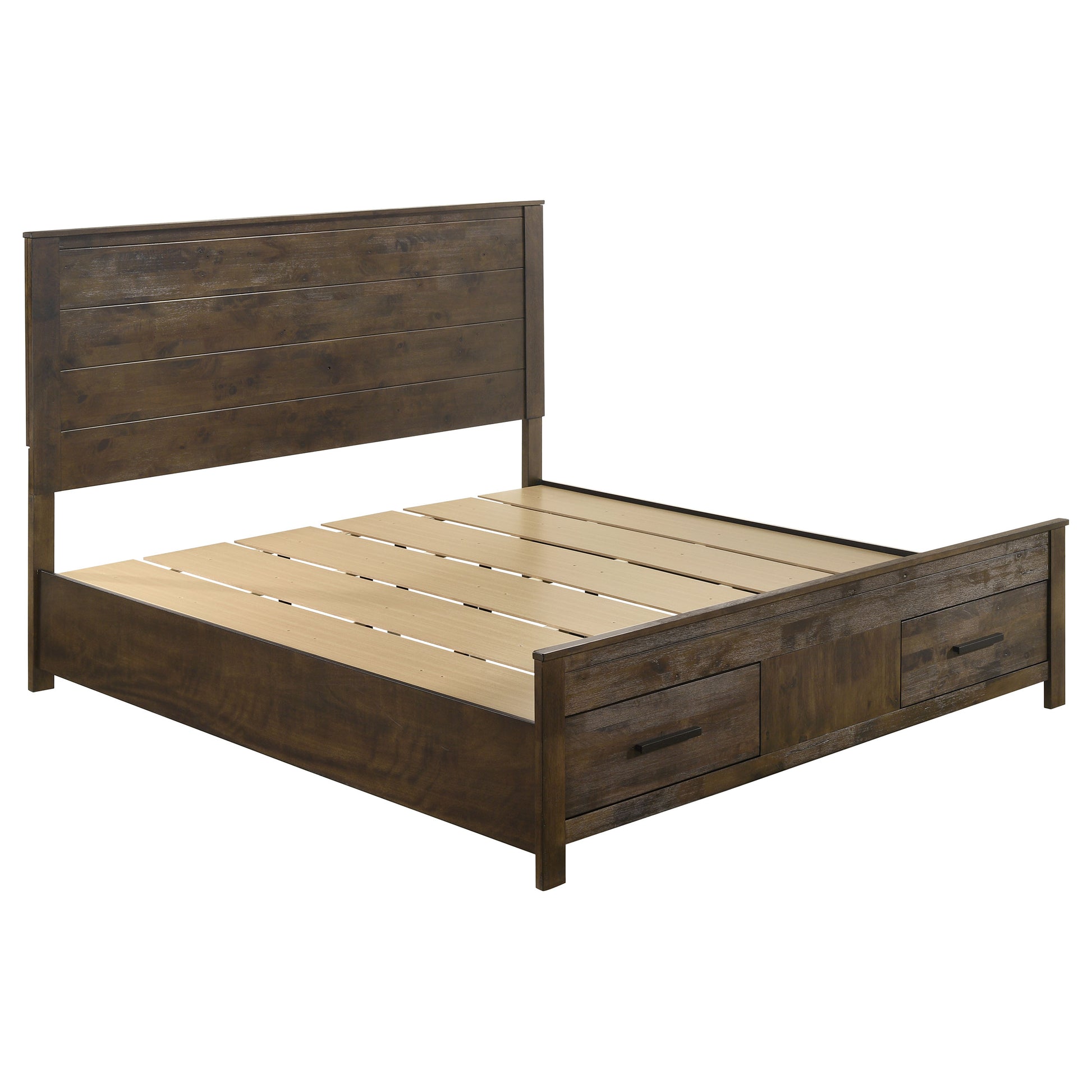 Golden Brown Eastern King Storage Bed - No Box Spring Needed for Bedroom