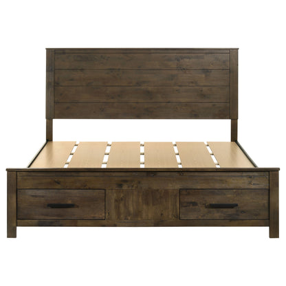 Golden Brown Eastern King Storage Bed - No Box Spring Needed for Bedroom
