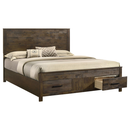 Golden Brown Eastern King Storage Bed - No Box Spring Needed for Bedroom