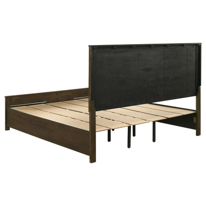 Golden Brown Eastern King Storage Bed - No Box Spring Needed for Bedroom