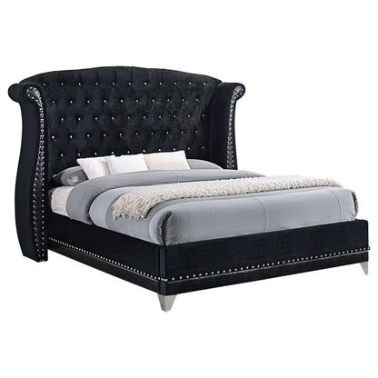 Black Queen Wingback Bed - Upholstered Glamour