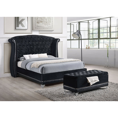 Black Queen Wingback Bed - Upholstered Glamour