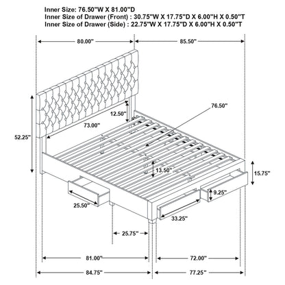 Newport Grey Storage Bed - King Size, Box Spring Free