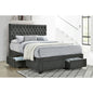 Newport Grey Upholstered 4-Drawer Tufted Eastern King Storage Bed